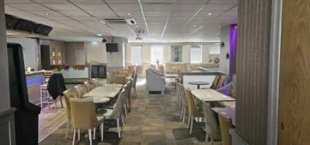 Modern bar and lounge area inside Poplar Social Club