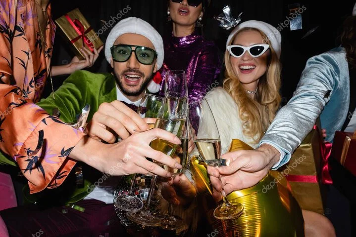 Group of people celebrating together at a club event